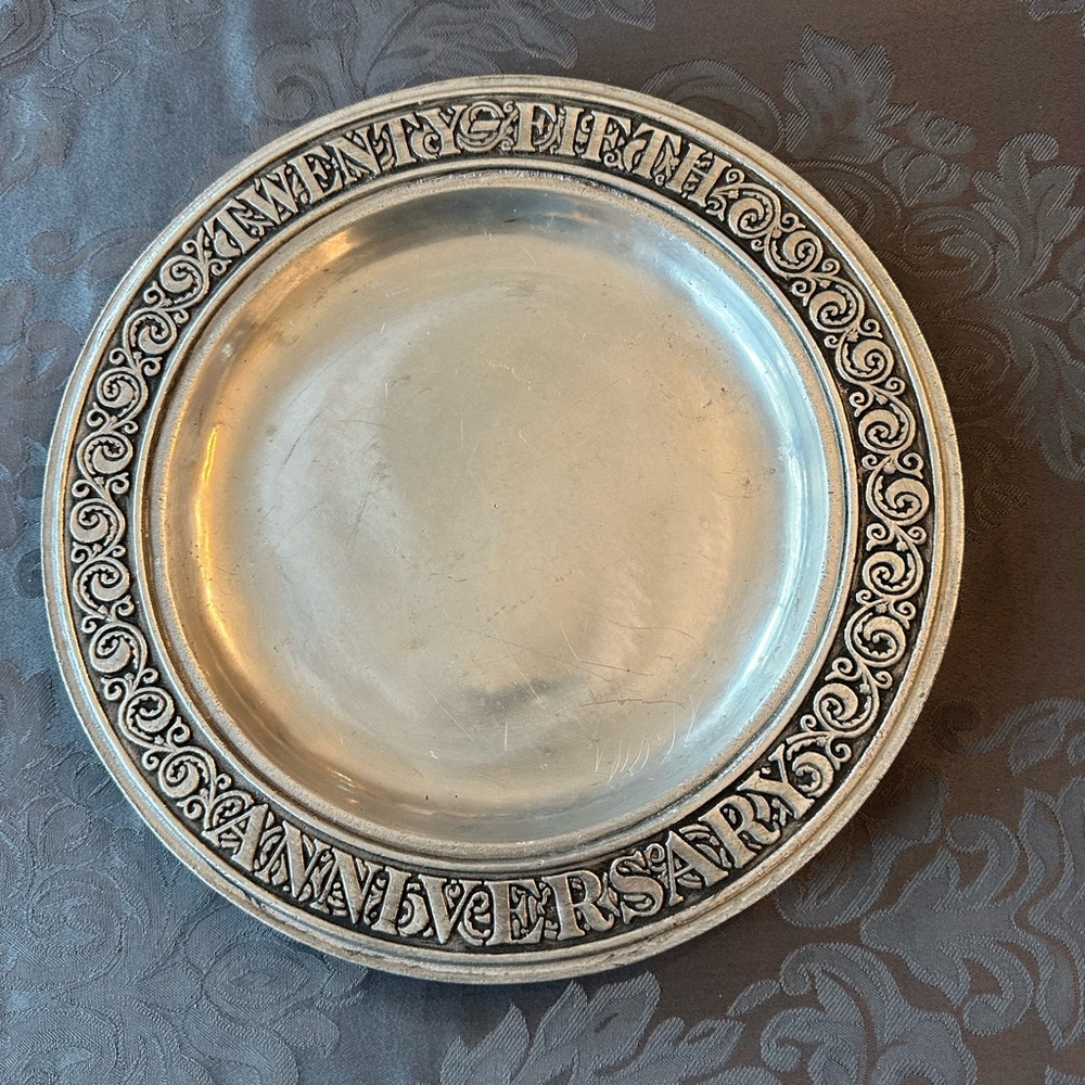 Pewter 25 th anniversary plate